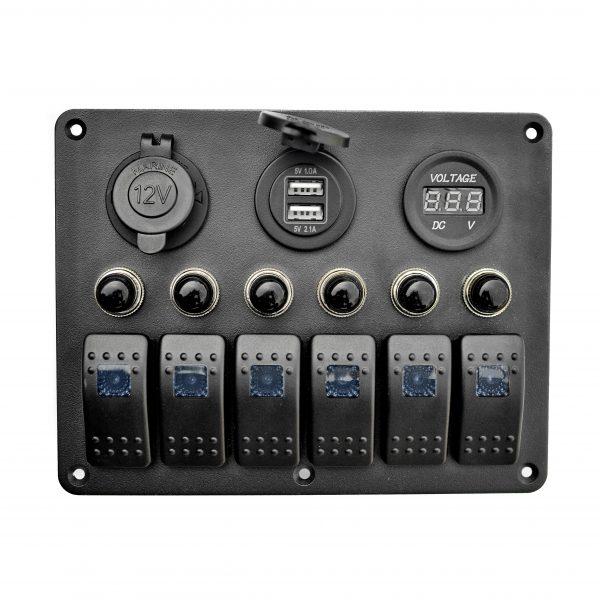 Панель Переключателей для Лодок Катеров с Двойной USB Порт , Вольтметр ...