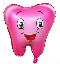 Фольгована кулька велика фігура Зуб рожевий 50х55см Китай