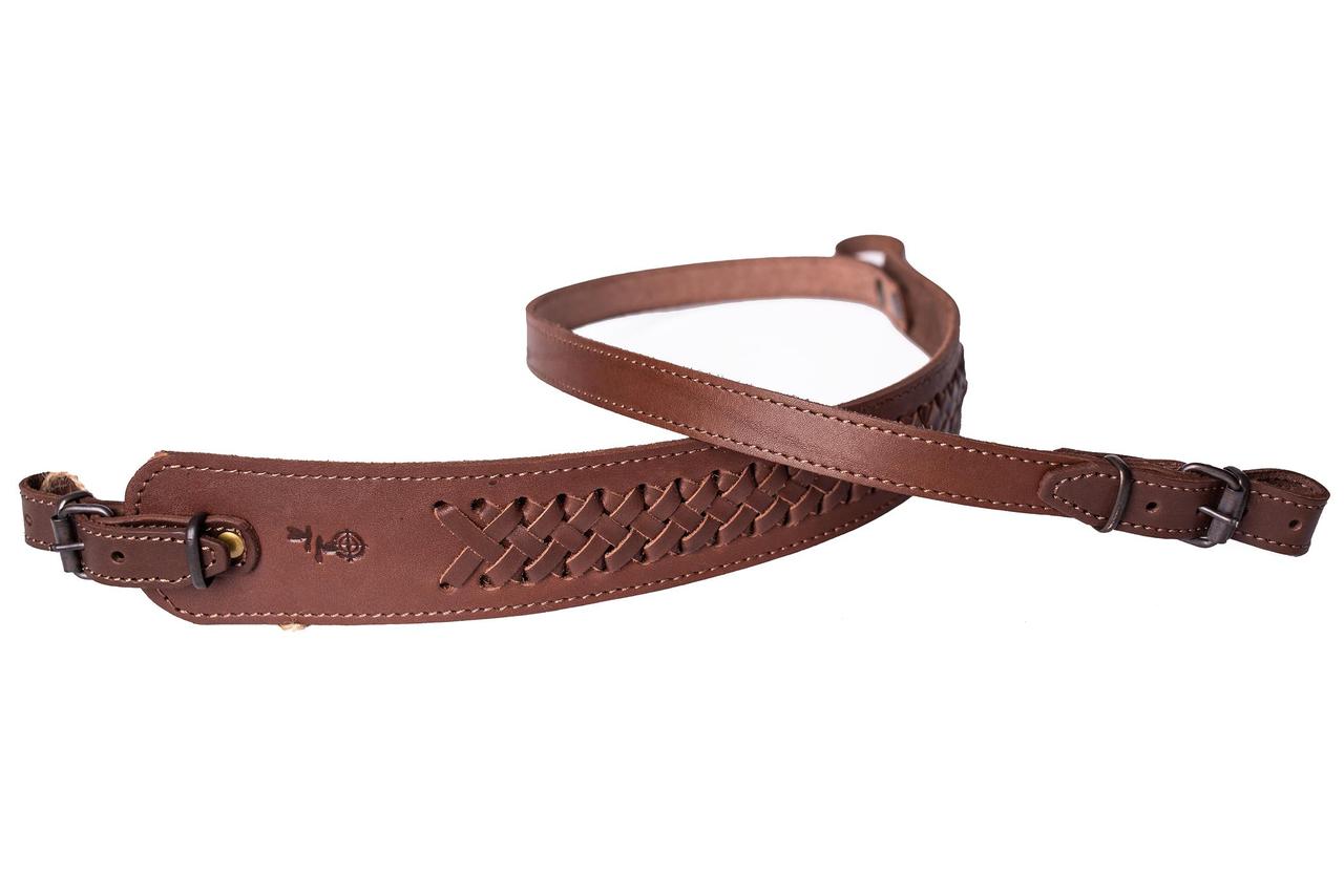 Ремінь на рушницю трапеція шкіра плетений, фото 1