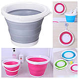 Складне силіконове кругле відро на 5л Походне туристичне для автомобіліста, фото 3