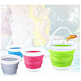 Складне силіконове кругле відро на 5л Походне туристичне для автомобіліста, фото 5