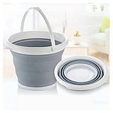 Складне силіконове кругле відро на 5л Походне туристичне для автомобіліста, фото 7