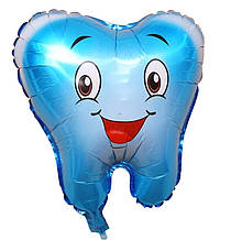 Фольгована кулька велика фігура Зуб блакитний 50х55см Китай