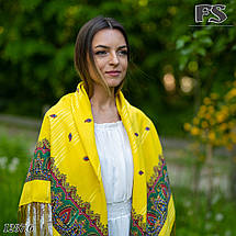 Павлопосадська жовта хустина Розкіш, фото 3