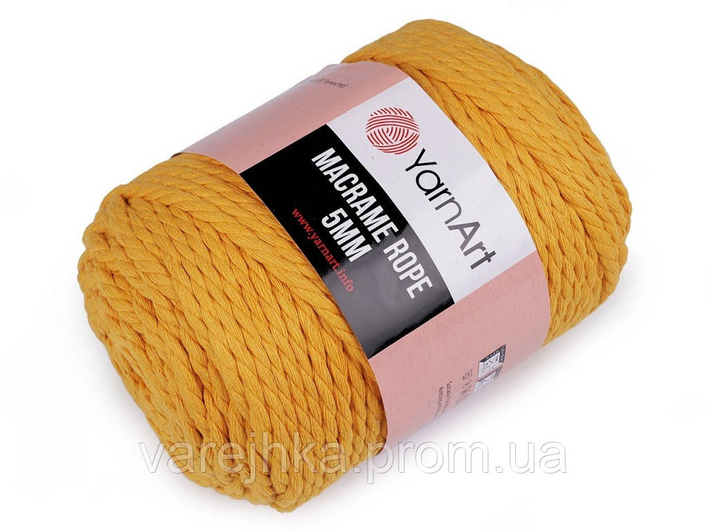 Пряжа шнур для макраме YarnArt Macrame Rope 764 желтый (ЯрнАрт Макраме Роуп) - фото 1 - id-p1421648430