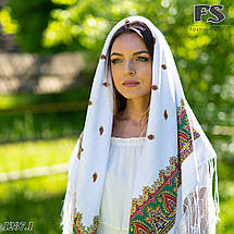 Павлопосадська біла хустина Розкіш, фото 4