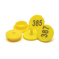 Ушная бирка номерная желтая, Ø = 18 мм, 100 штук