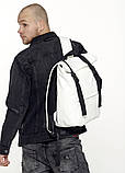 Стильний білий чоловічий рюкзак роллтоп (рол) еко-шкіра повсякденний, міський, для поїздок, ноутбука 15,6, фото 2