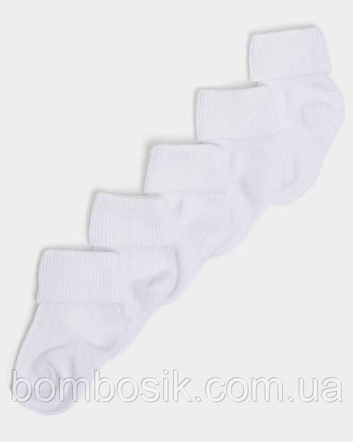 Шкарпетки дитячі білі Dunnes набір 5 пар, 0-6м (11-14)
