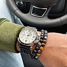 Браслет чоловічий з натурального каменю з левом ONEPRIDE чорний комплект, фото 5