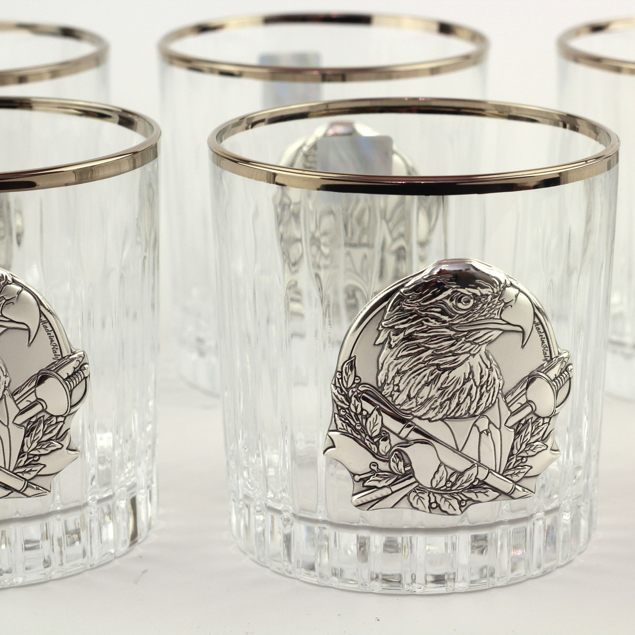 Набор стаканов (6 шт.) из хрусталя с платиной и серебром Boss Crystal BCR6EPL с изображением орла, 310 мл - фото 3 - id-p1421685339