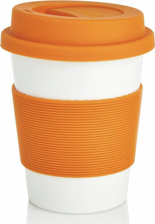 Экокружка "Ритм міста" Loooqs P432.888, об'єм 370 мл, помаранчева, фото 1