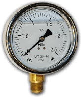 Манометры, вакуумметры, мановакуумметры деформационные показывающие виброустойчивые МТ-3У (гл.)