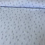 Муслін жатка двошаровий з гілочками на сіро-блакитному, ш. 140 см, фото 2