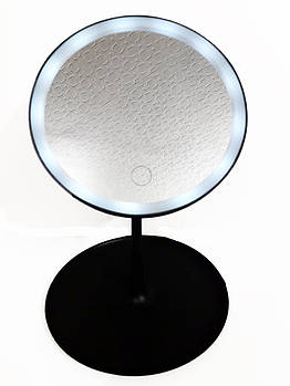 Настільне дзеркало W8 з LED підсвіткою | Кругле дзеркало для макіяжу Black