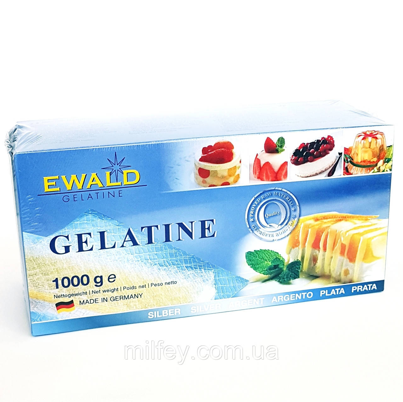 Листовий Желатин Ewald-Gelatine Silver 180 bloom, 400 листів (1 кг)