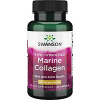 Колаген рибний 1 типу для шкіри та суглобів, Swanson, 400 мг, 60 капсул