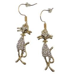 Сережки кішки зі стразами золотисті 034