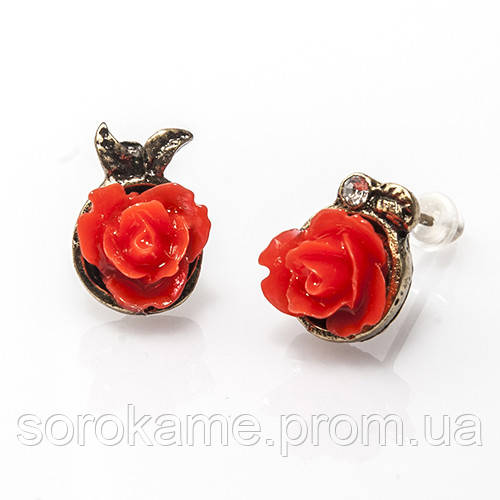 Распродажа остатков серьги гвоздики пусеты розы красные red rose - фото 3 - id-p1421725939