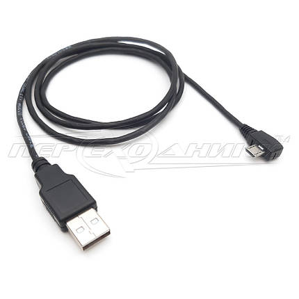 Кабель живлення USB 2.0 — micro USB, кут 2 (добру якість), чорний, фото 3