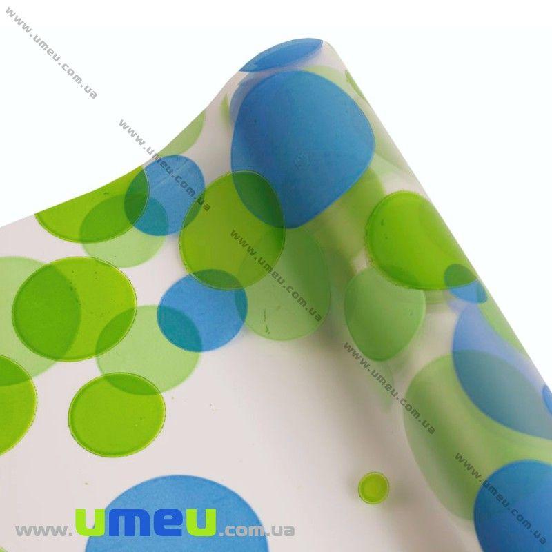 Пакувальна плівка матова Горох, Синьо-зелена, 68х100 см, 1 лист (UPK-030246)