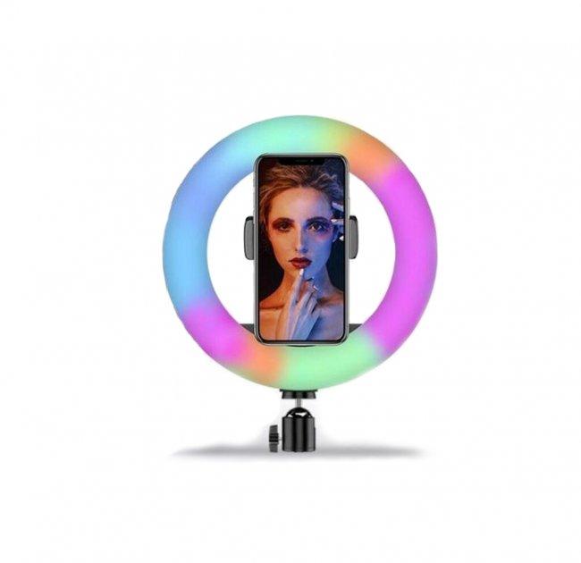 Професійна кільцева LED світлодіодна лампа RGB Ring Light 20 см із Тримачем під телефон, фото 1