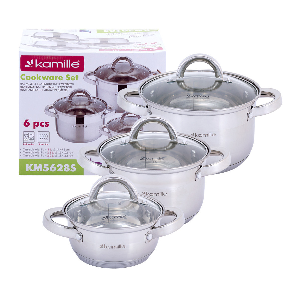 Набор кастрюль Kamille KM-5628S 6 предм. (ID#1421741796), цена: 1285.20 ...
