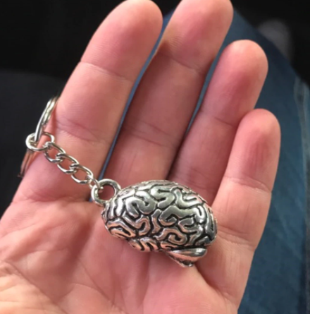 Брелок на ключи серебристый металл мозги отличный обьемный головной мозг - фото 4 - id-p1421748872