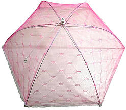 Сітка парасолька на стіл для захисту їжі від мух та ос 60х60 см рожевий, фото 5