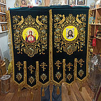 Хоругви з вишивкою на оксамиті термодрук ікони 100х50см