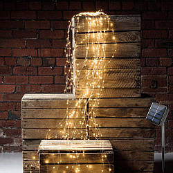 Гірлянда на сонячній батареї Кінський хвіст, 280 led, 14 ниток, 8 режимів, білий.