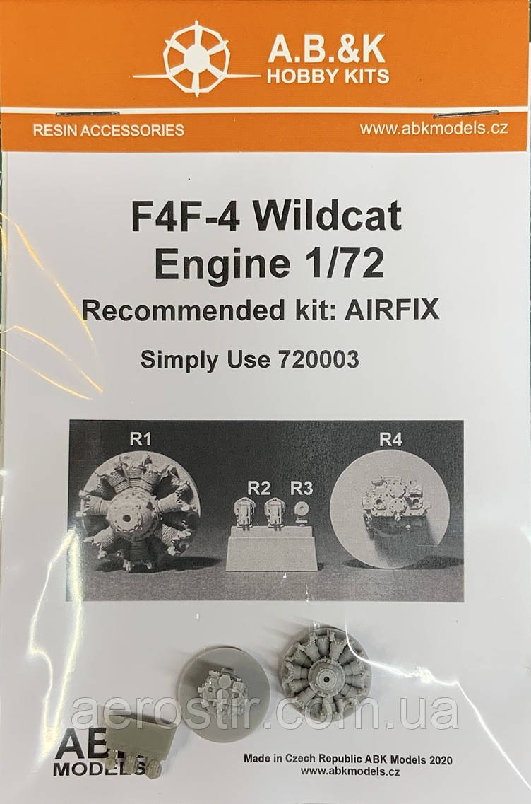 F4F-4 Wildcat Engine 1/72 A.B.&K Models 720003