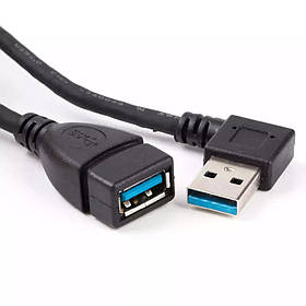 Перехідник штекер USB A — гніздо USB A, кутовий, v.3.0, 20 см (Type-R)