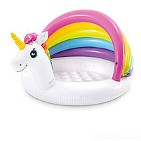 Дитячий надувний басейн Intex 57113 «Єдиноріг» з навісом і надувним дном, розмір 127 х 102 х 69 см, фото 4