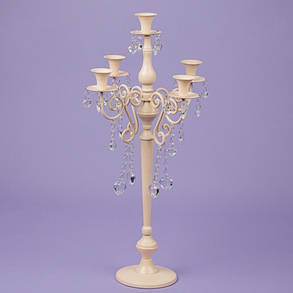 Підсвічник 66см на 5 свічках з кристалами, кремовий (2 шт). (2011-022), фото 1