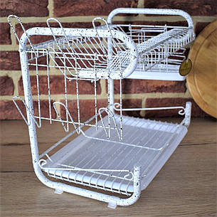 Сушарка для посуду мармурова, двох ярусних Edenberg Біла, фото 2