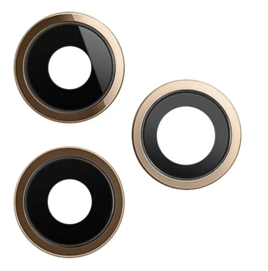 Скло камери для iPhone Pro 12, золотисте + кільце, комплект 3 шт., фото 1