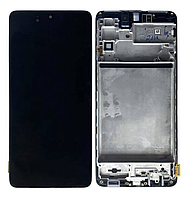 Дисплей (экран) для Samsung M515F Galaxy M51 + тачскрин, черный, с передней панелью, Celestial Black, Amoled,