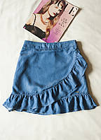 Синяя джинсовая короткая юбка с воланом на девочку Hampton Republic, размер 146,152.
