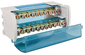 Нульова шина АСКО-УКРЕМ VC-211 на DIN-рейку, 2 бруски по 11 отворів, латунь, фото 4