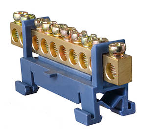 Нульова шина з ізолятором АСКО-УКРЕМ BC-510 на DIN-рейку, 10 отворів, латунь, фото 2