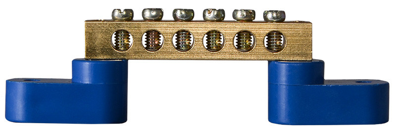 Нульова шина АСКО-УКРЕМ ВС-1А 06, 6 отворів для DIN-рейки, латунь