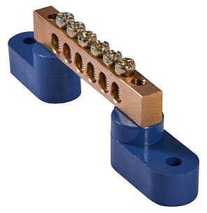 Нульова шина АСКО-УКРЕМ ВС-1А 06, 6 отворів для DIN-рейки, латунь, фото 2