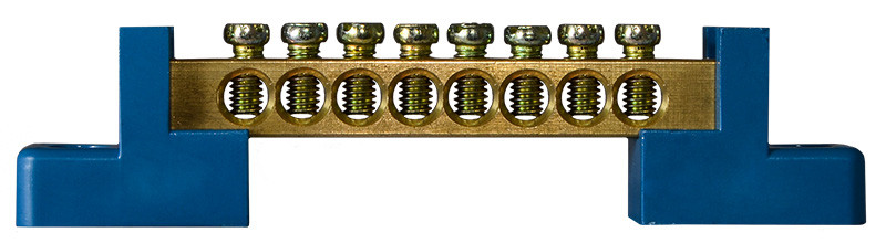 Нульова шина ВС-2А 08 АСКО-УКРЕМ для DIN-рейки, 8 отворів, латунь