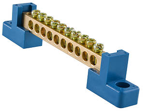 Нульовий провід АСКО-УКРЕМ ВС - 2А 10 отворів для DIN-рейки, латунь, фото 2