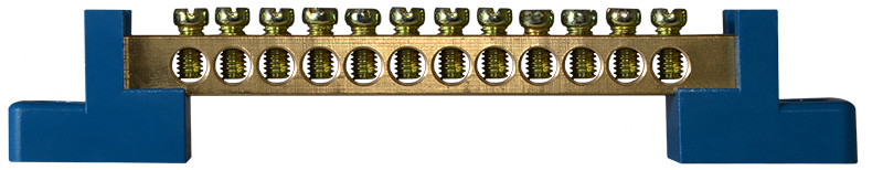 Нульова шина АСКО-УКРЕМ ВС-2А 12 отворів для DIN-рейки, латунь