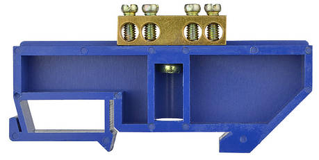 Нульова шина з ізолятором АСКО-УКРЕМ для DIN-рейки, 4 отвори, латунь, фото 1