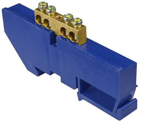 Нульова шина з ізолятором АСКО-УКРЕМ для DIN-рейки, 4 отвори, латунь, фото 2