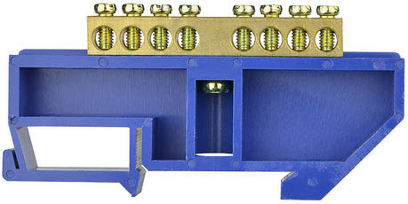 Нульова шина АСКО-УКРЕМ на Din-рейку 8 отворів, латунь, 4А 08, фото 1