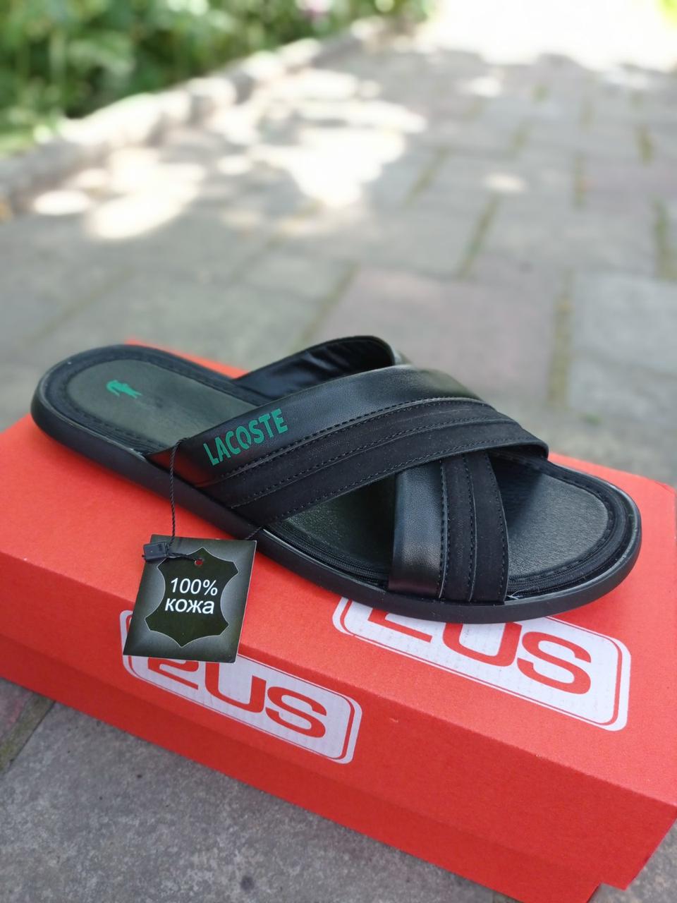 Модні чоловічі шкіряні шльопанці Lacoste model-RL7